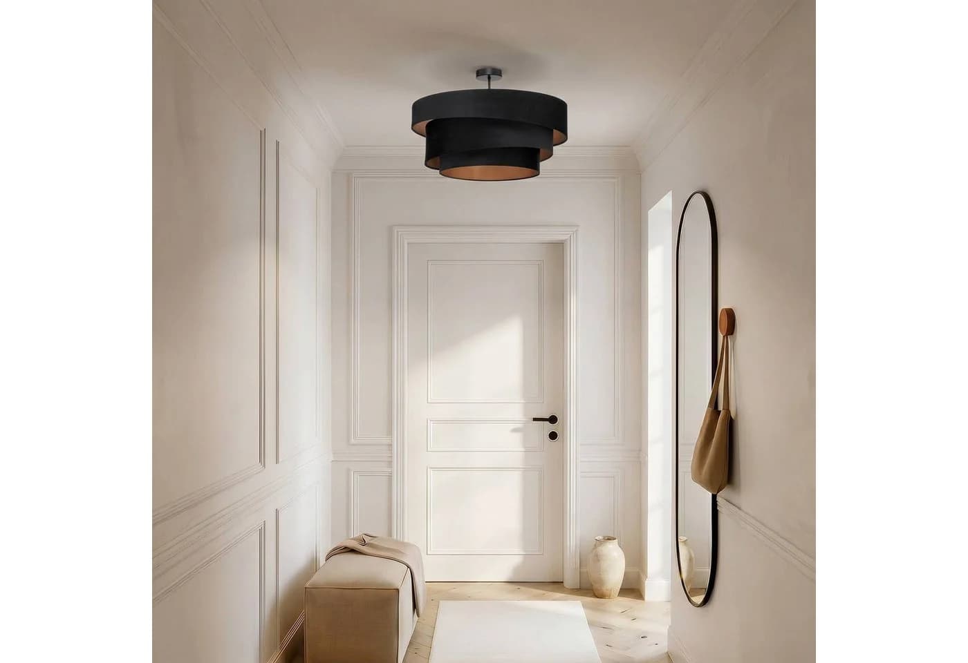 Lindby Deckenlampe Jusari Schwarz Textil 56 cm E27 - Bild 3