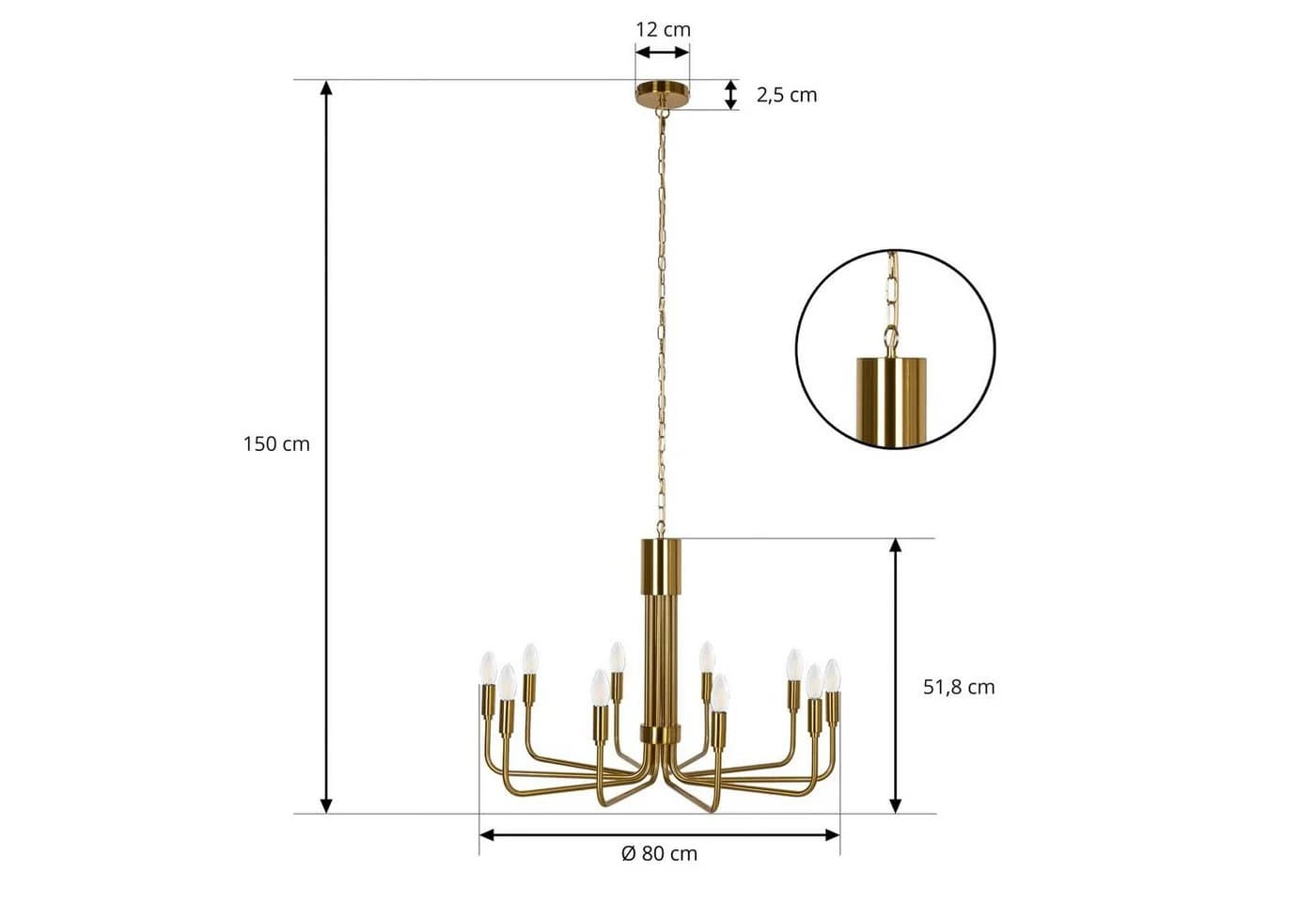Lindby Kronleuchter Elanova Messing 10-Fassungen Ø 80 cm E14 - Bild 5
