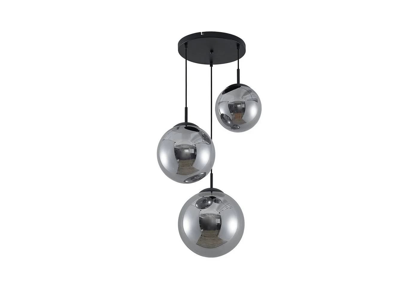 Lindby Hängeleuchte Teeja Glas Alu Grau Schwarz 3 x 15 W LED - Bild 2
