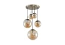Lindby Hängeleuchte Teeja, amber, 5-flg., Ø50cm, Glas, E27 Bild 2