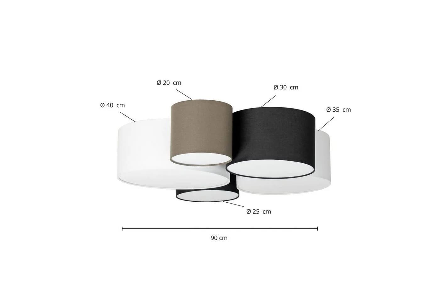 Lindby Deckenlampe Lettie, 5-flammig, E27, Grau/Schwarz/Weiß - Bild 5