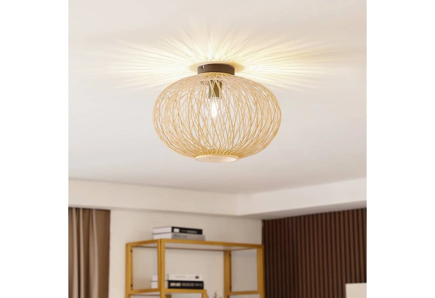 Lindby Solvira Deckenlampe Bambusgeflecht Rund