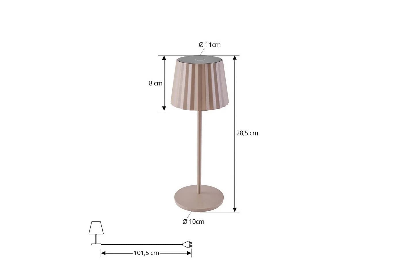 Lindby LED-Akku-Tischleuchte Esali Sandbeige Metall IP65 - Bild 5
