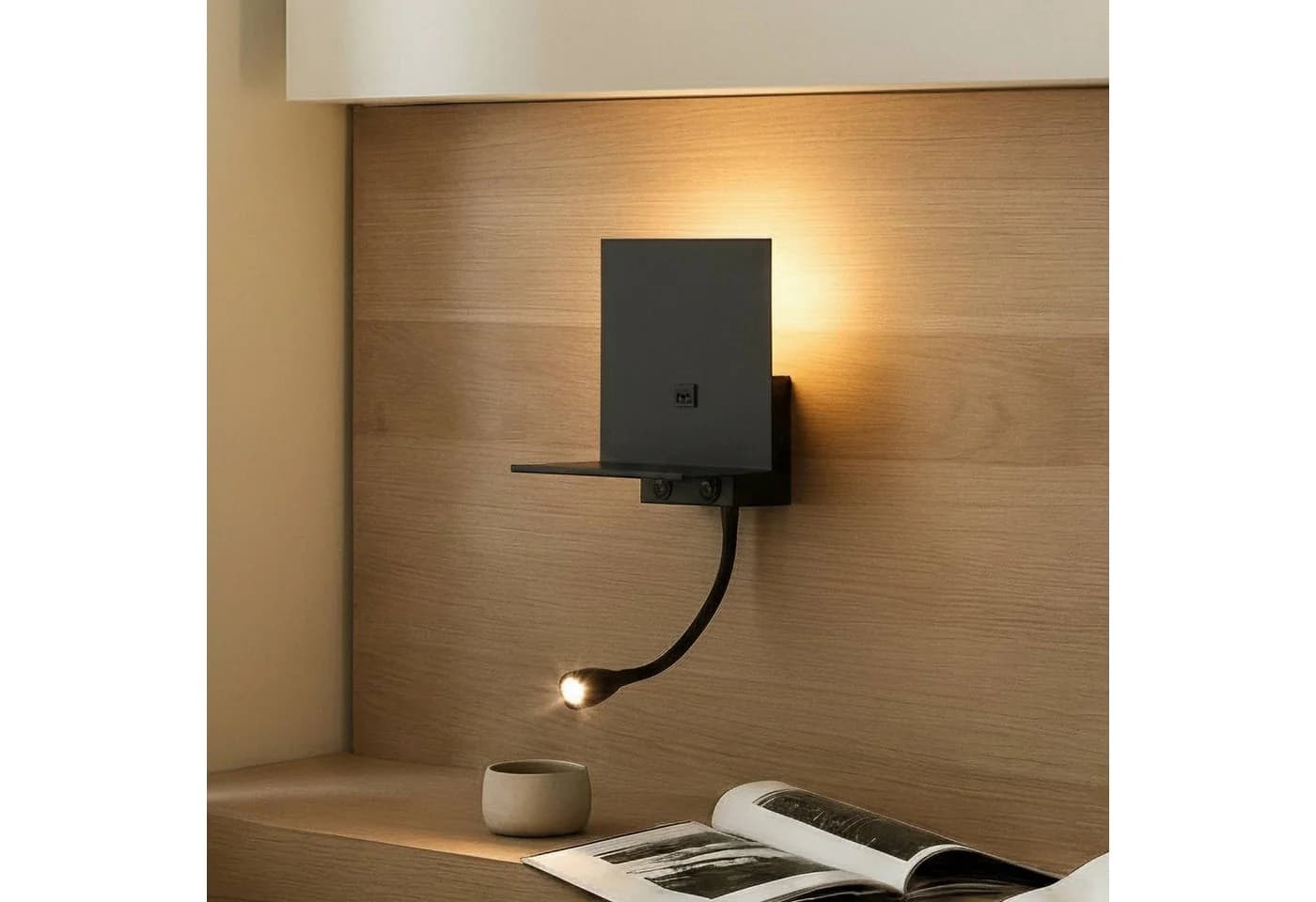 Lindby Wandleuchte Thorid Schwarz USB LED-Leselampe G9