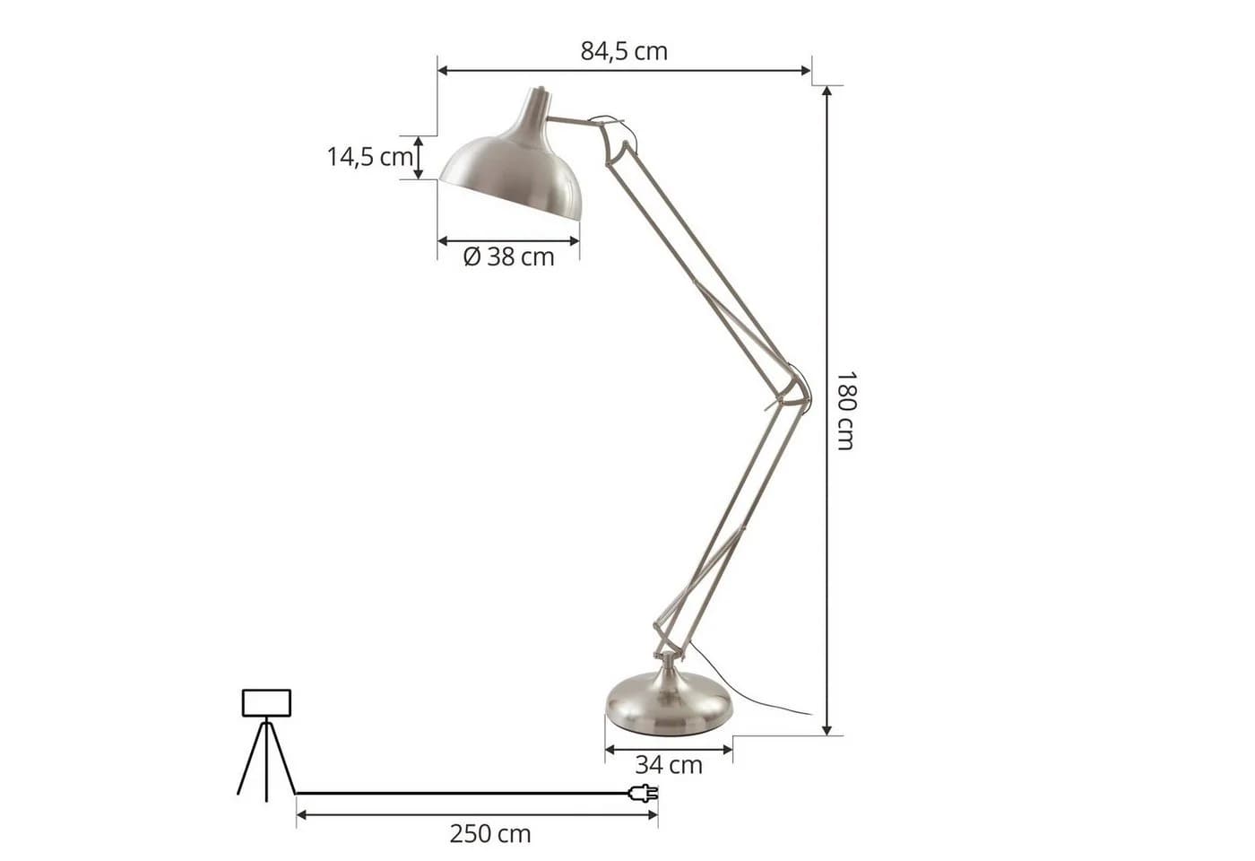 Lindby Stehleuchte Leia Silber Metall 180cm E27 - Bild 4