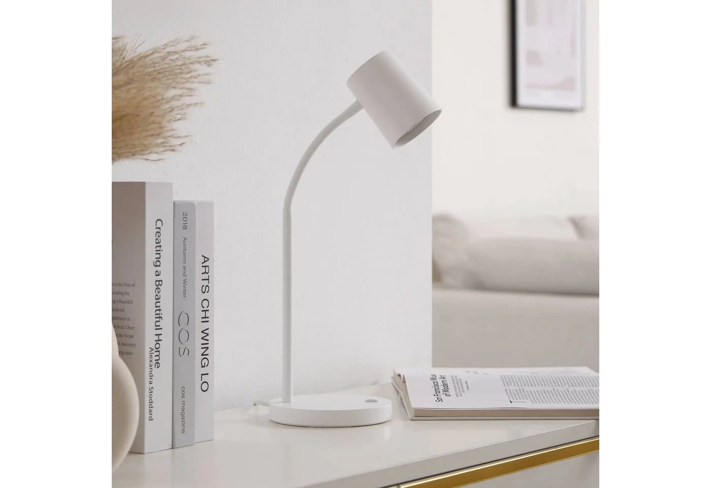 Lindby Tischleuchte Radka Kunststoff Weiß Flexarm GU10 LED - Bild 3