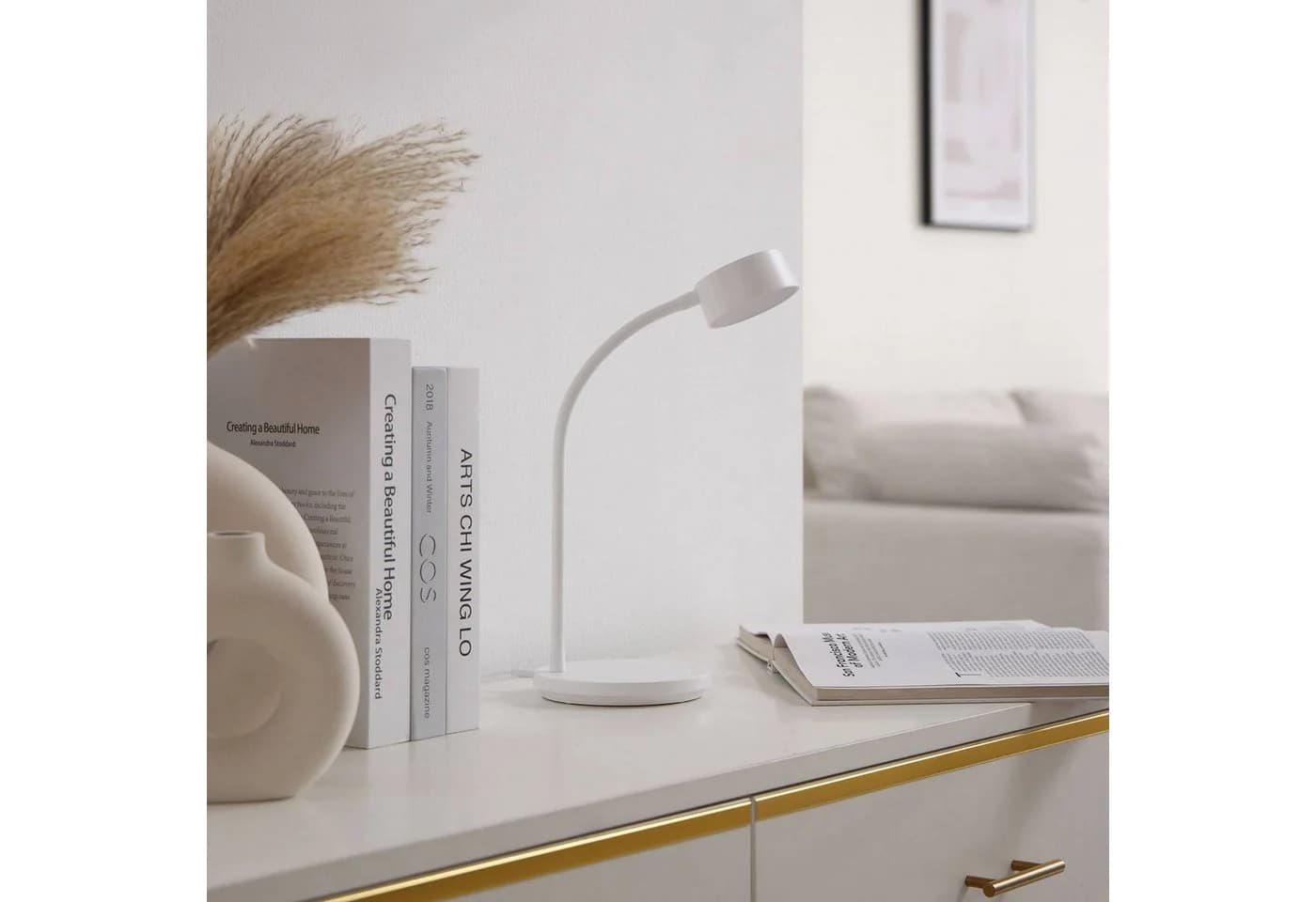 Lindby LED-Tischleuchte Maori Weiß Metall USB Dimmbar - Bild 4