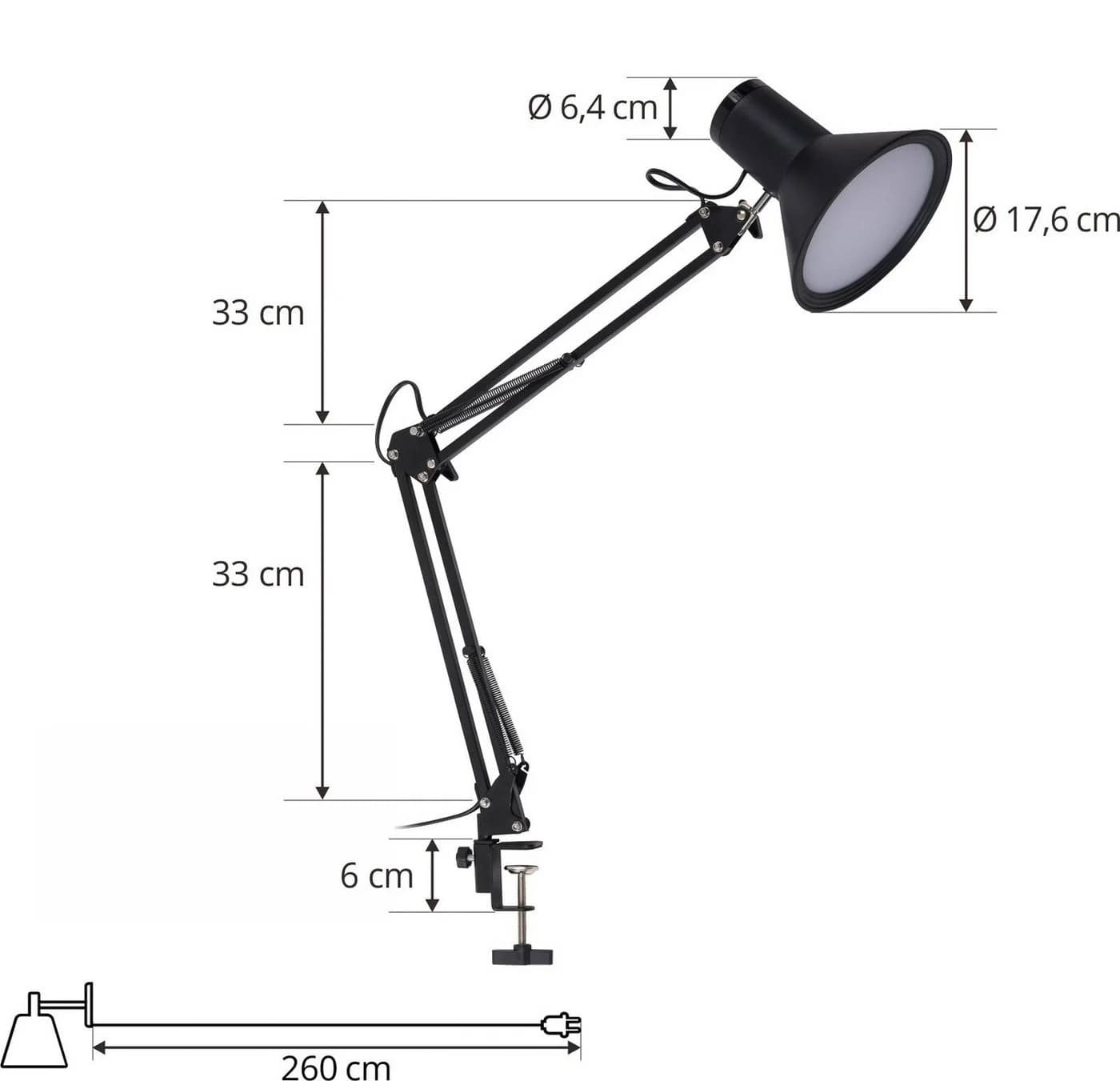 Lindby LED-Klemmleuchte Undra Schwarz Metall Justierbar - Bild 5
