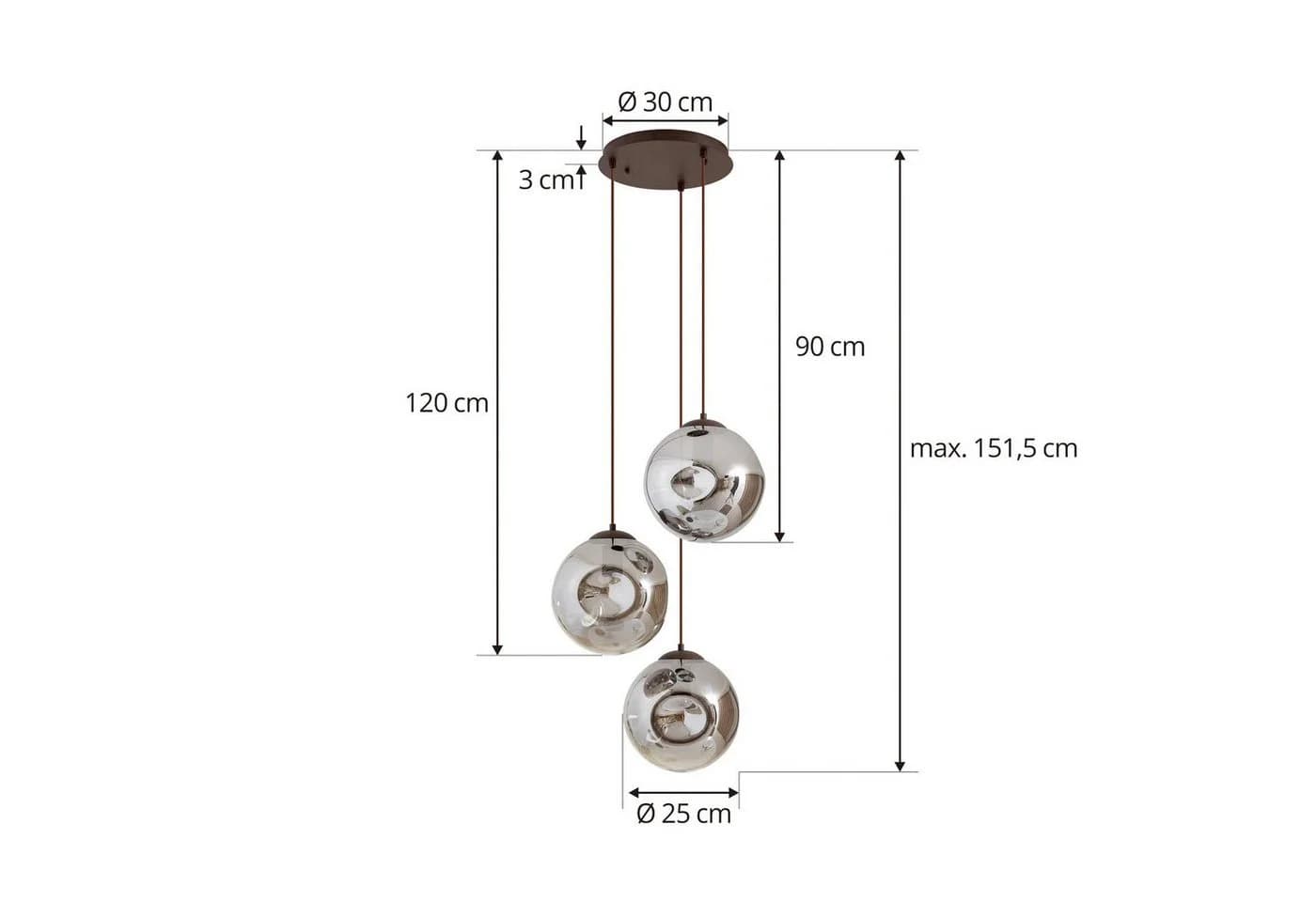 Lindby Hängeleuchte Valentina E27 49 cm Rauchgrau Glas - Bild 5