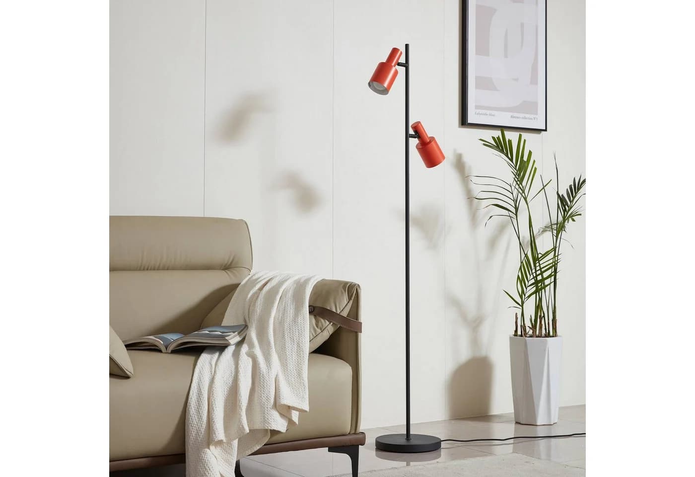Lindby Stehleuchte Ovelia Orange/Schwarz Metall E27 - Bild 3