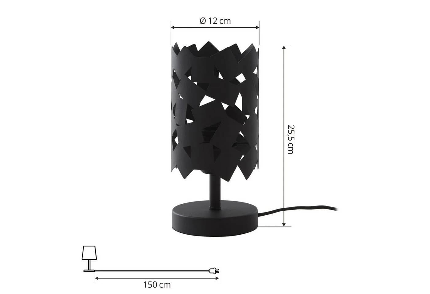 Lucande Tischleuchte Aeloria Schwarz Eisen Ø 12 cm E27 - Bild 5
