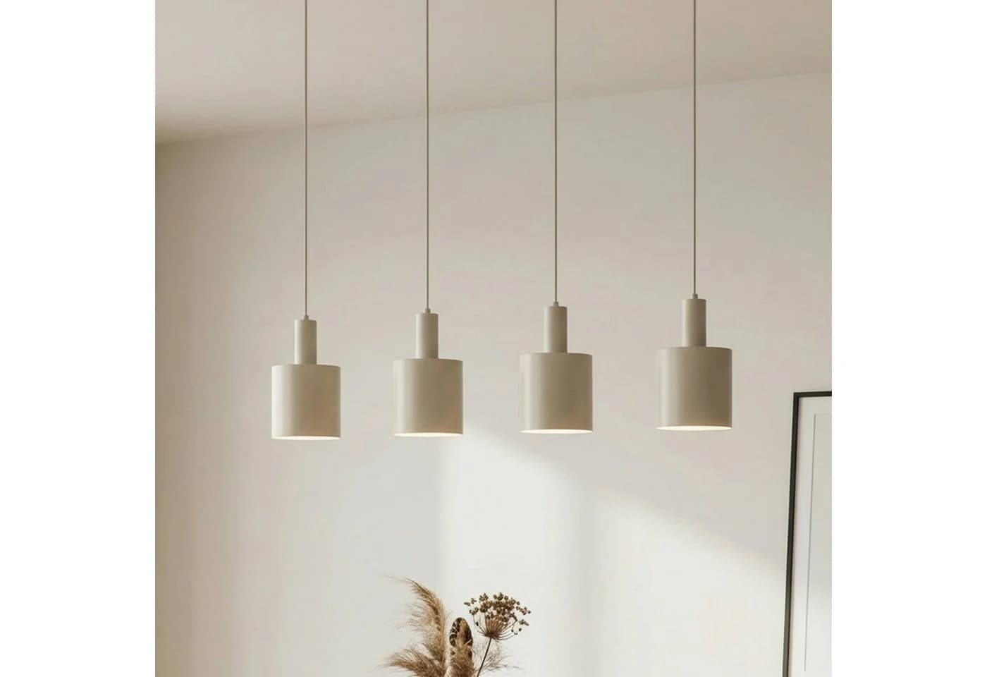 Lindby Hängeleuchte Ovelia Beige 4-flammig Metall E27