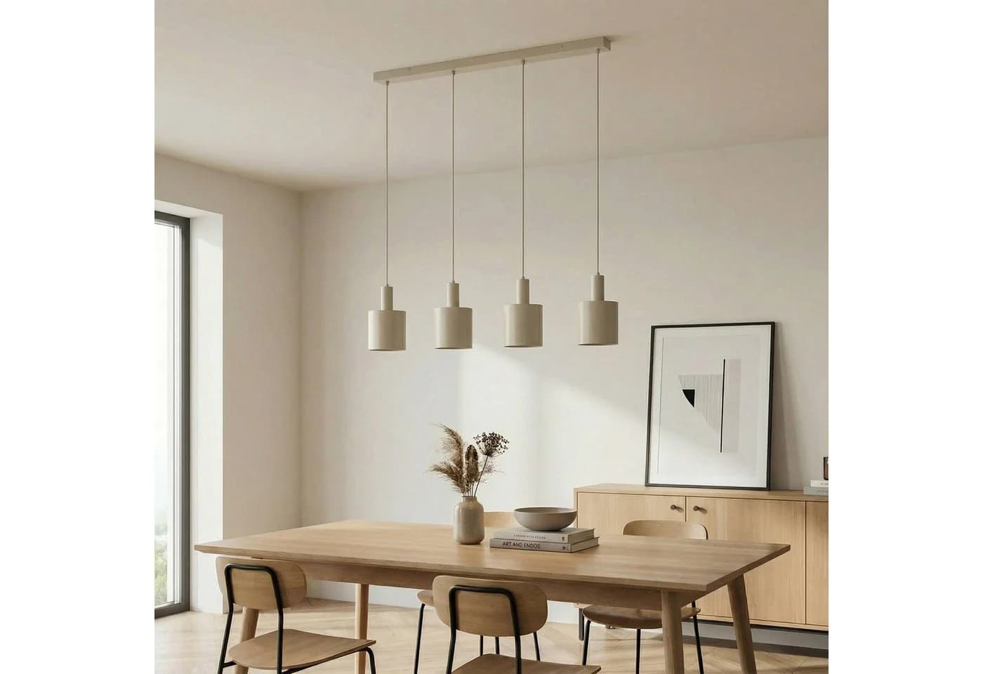 Lindby Hängeleuchte Ovelia Beige 4-flammig Metall E27 - Bild 4