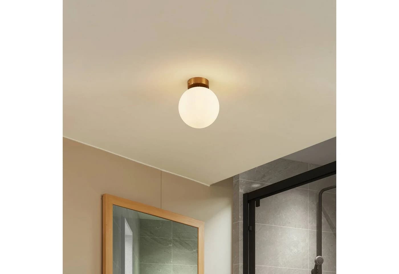 Lucande Deckenlampe Bidolo Messingfarben Glas 15 cm IP44 - Bild 3
