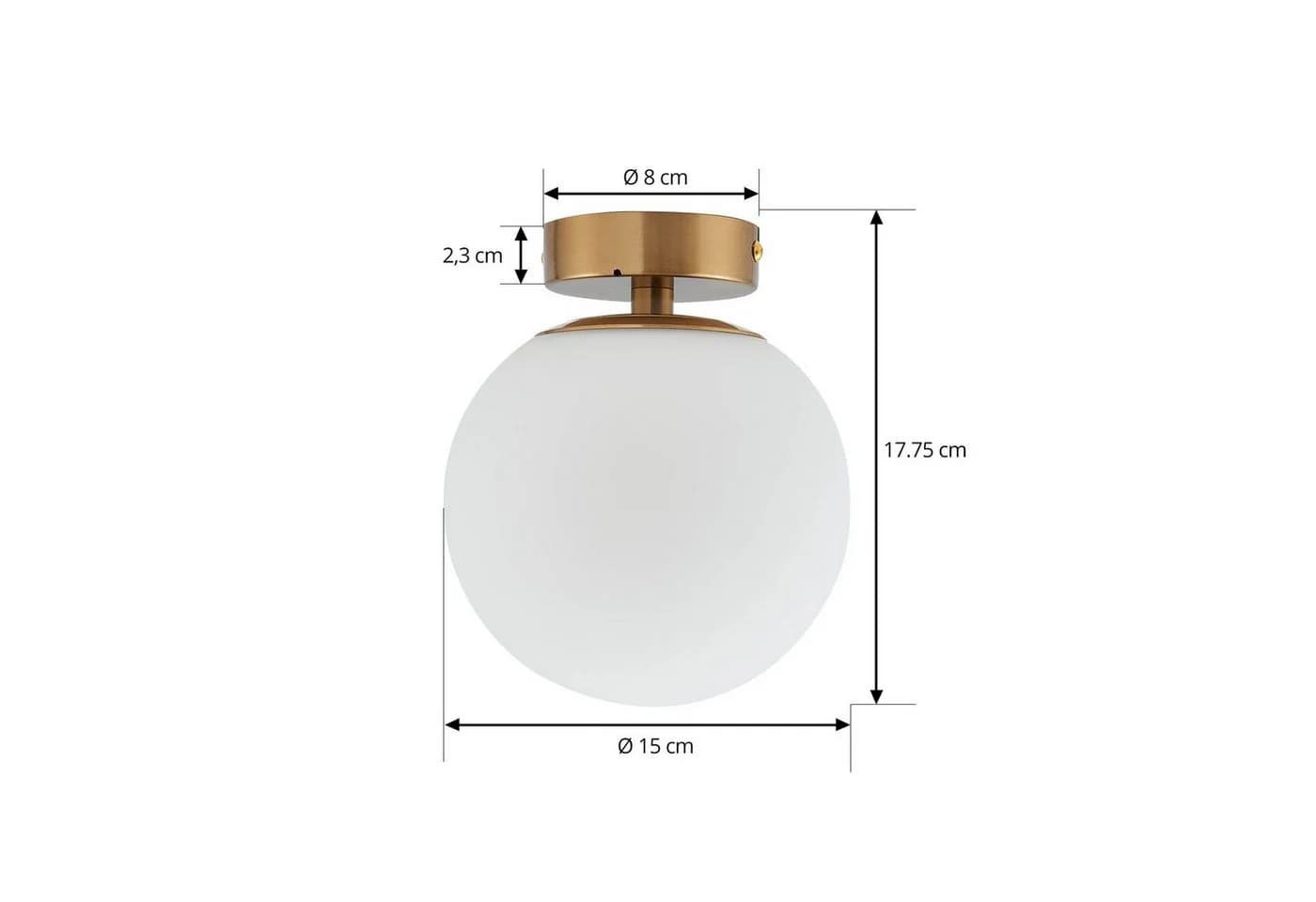 Lucande Deckenlampe Bidolo Messingfarben Glas 15 cm IP44 - Bild 5