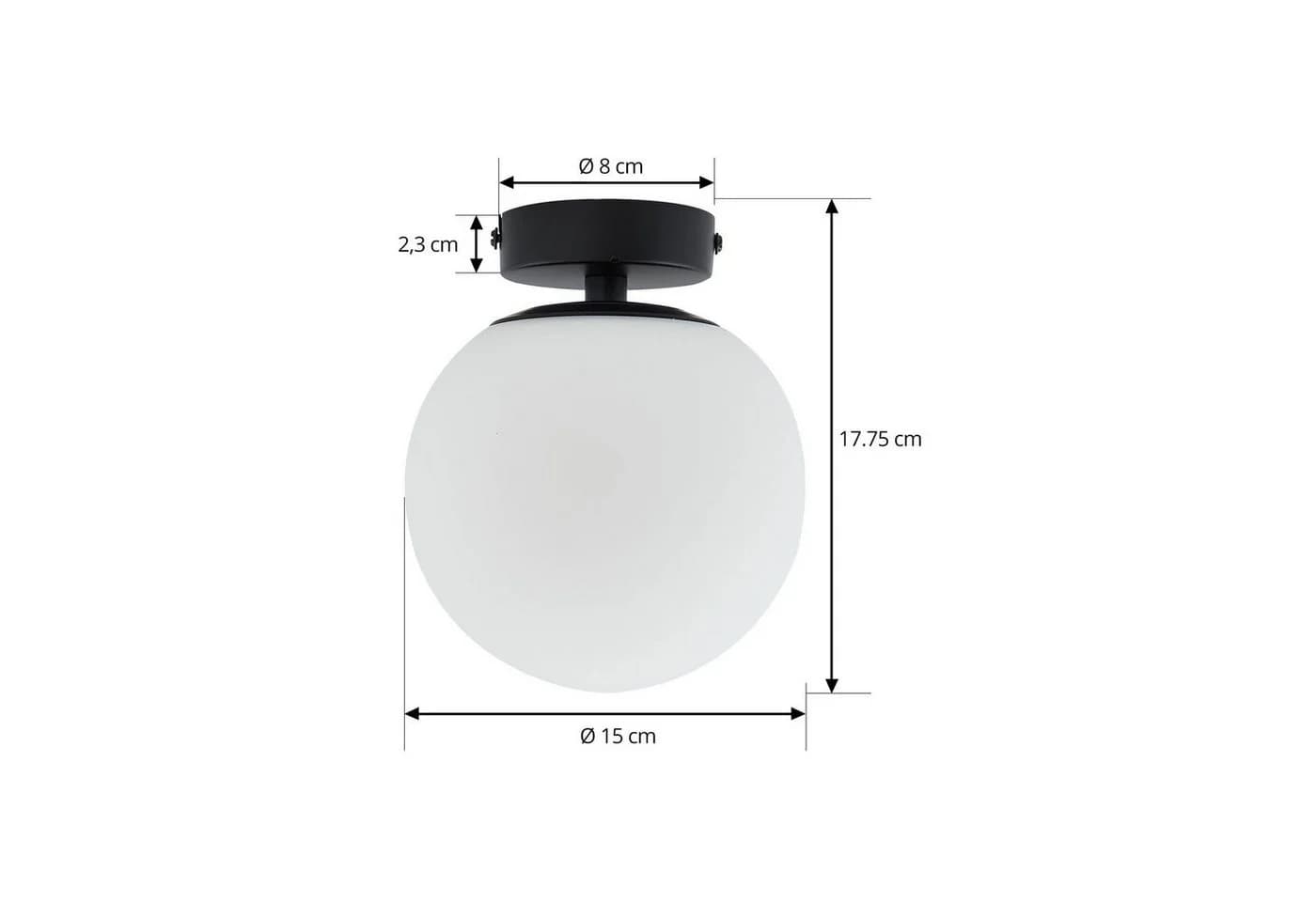 Lucande Deckenlampe Bidolo, Schwarz, Glas, Ø 15 cm, IP44 - Bild 5
