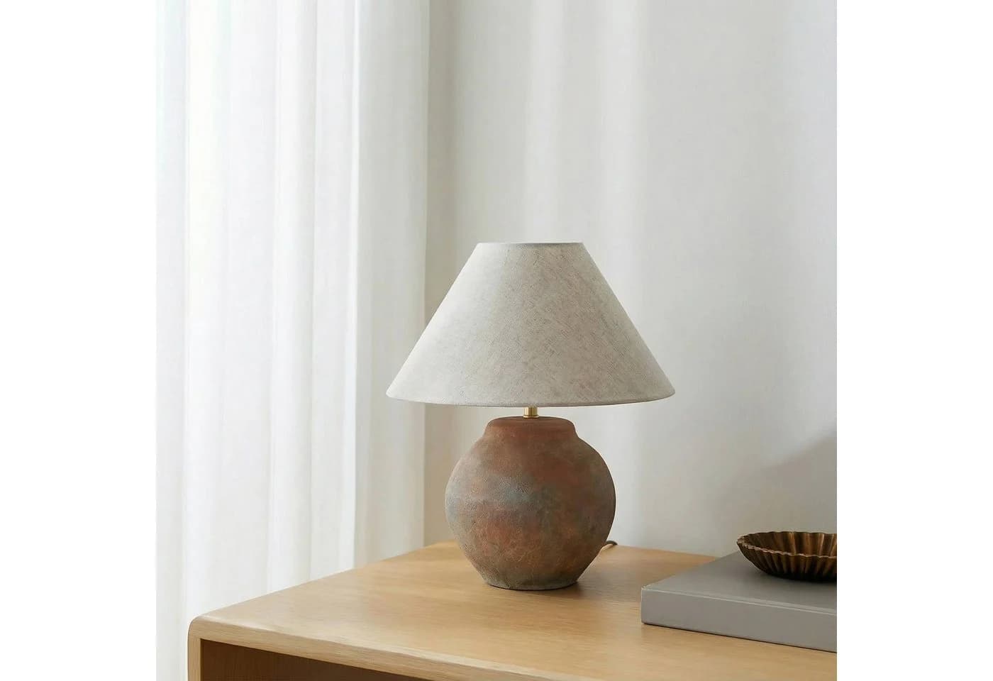 Lucande Tischleuchte Thalorin Keramik Braun E27 LED - Bild 3