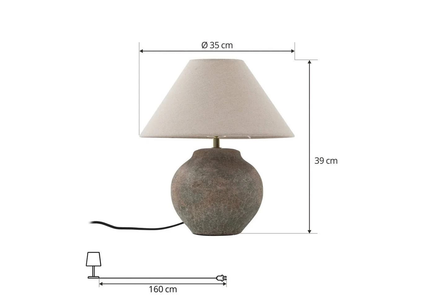Lucande Tischleuchte Thalorin Keramik Braun E27 LED - Bild 4