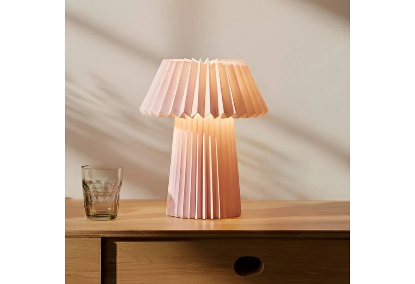 Lindby Tischleuchte Magali Rosa Papier 34 cm E14