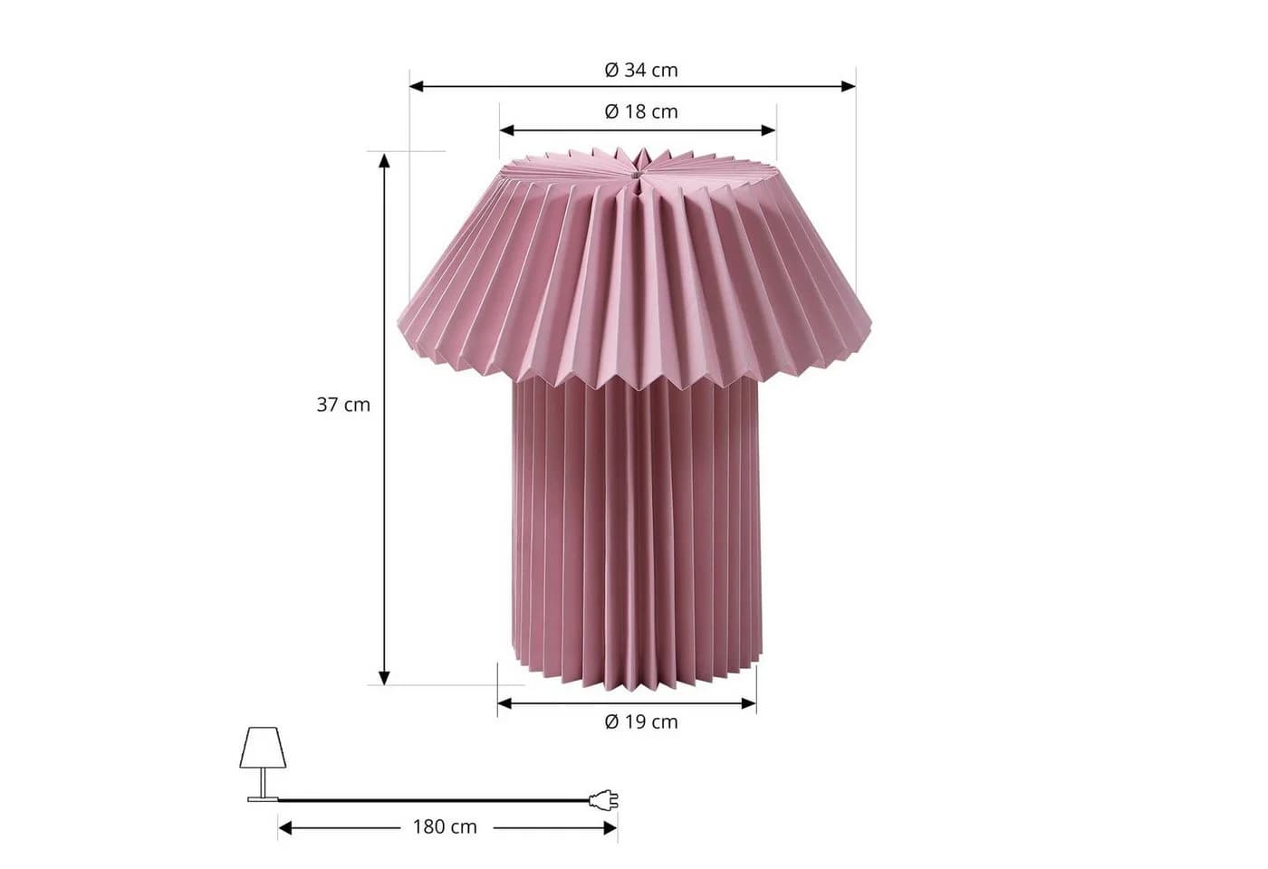 Lindby Tischleuchte Magali Rosa Papier 34 cm E14 - Bild 5