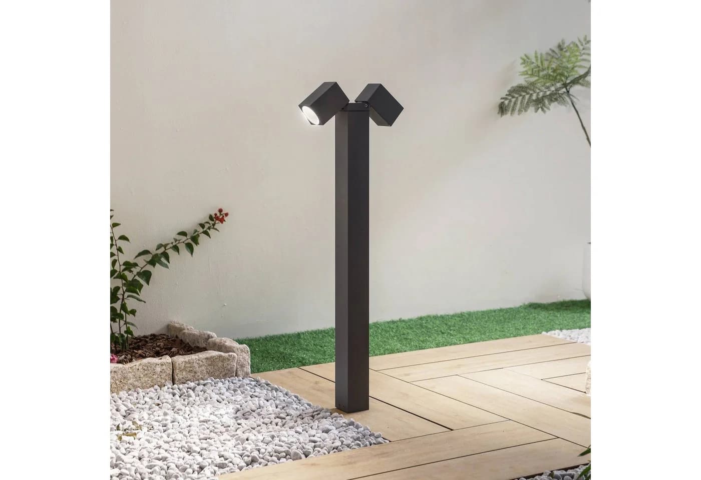 Lindby Wegeleuchte Othil 2-flg. 80 cm Anthrazit Metall