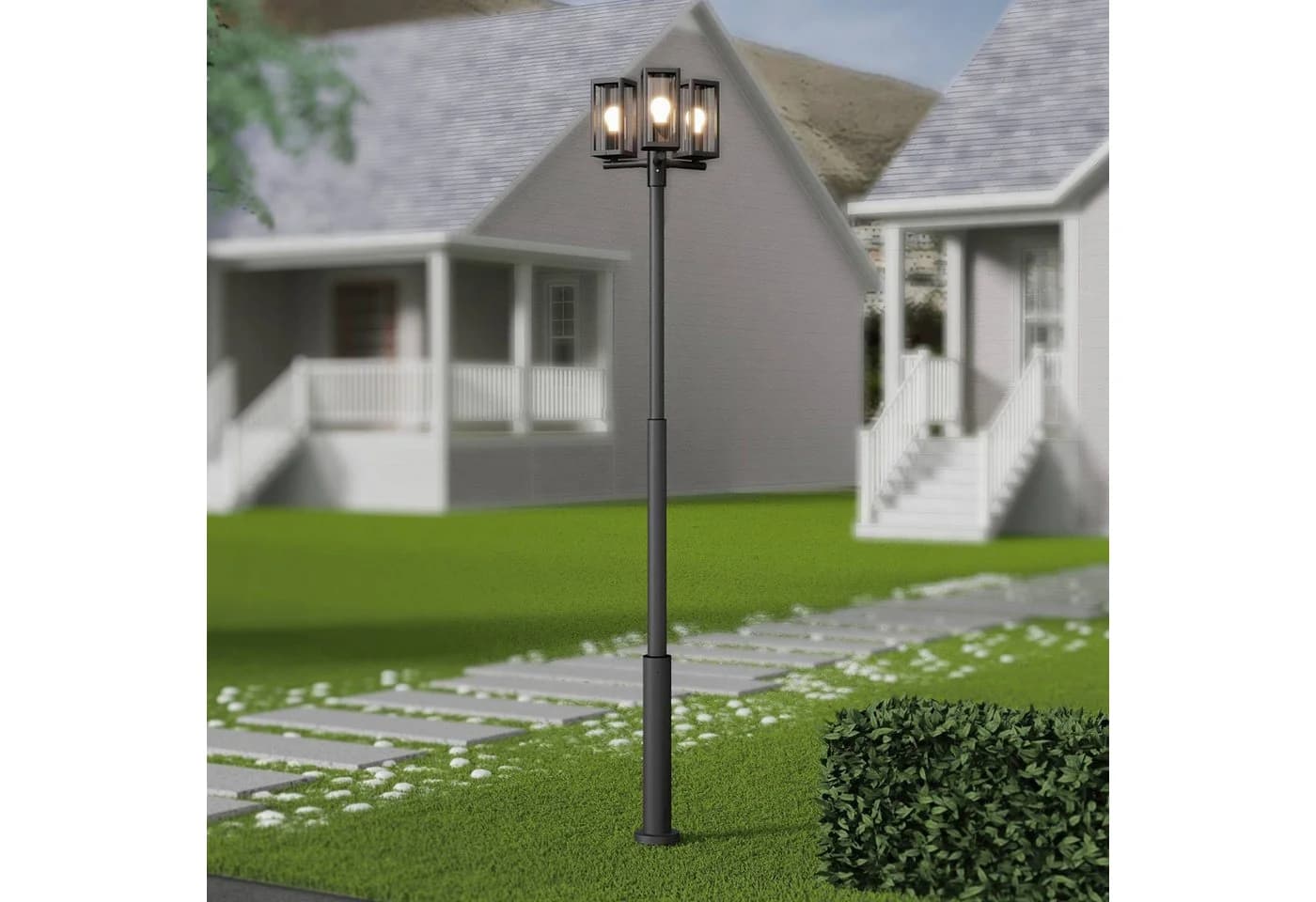 Lucande Außenlampe Siveta 240cm Schwarz E27 IP65
