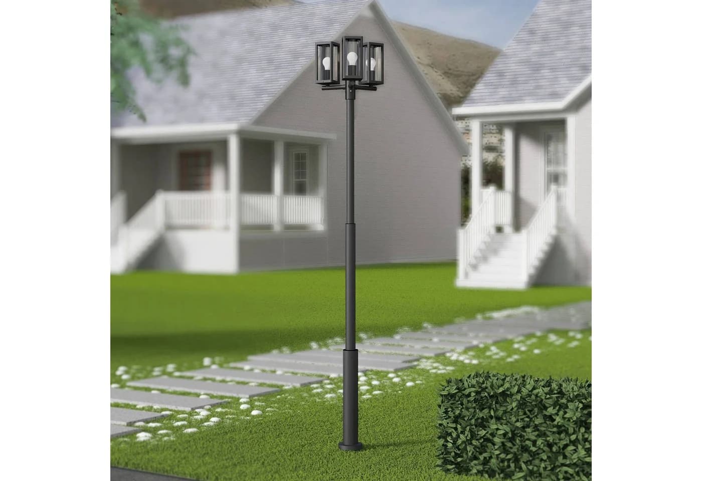 Lucande Außenlampe Siveta 240cm Schwarz E27 IP65 - Bild 3
