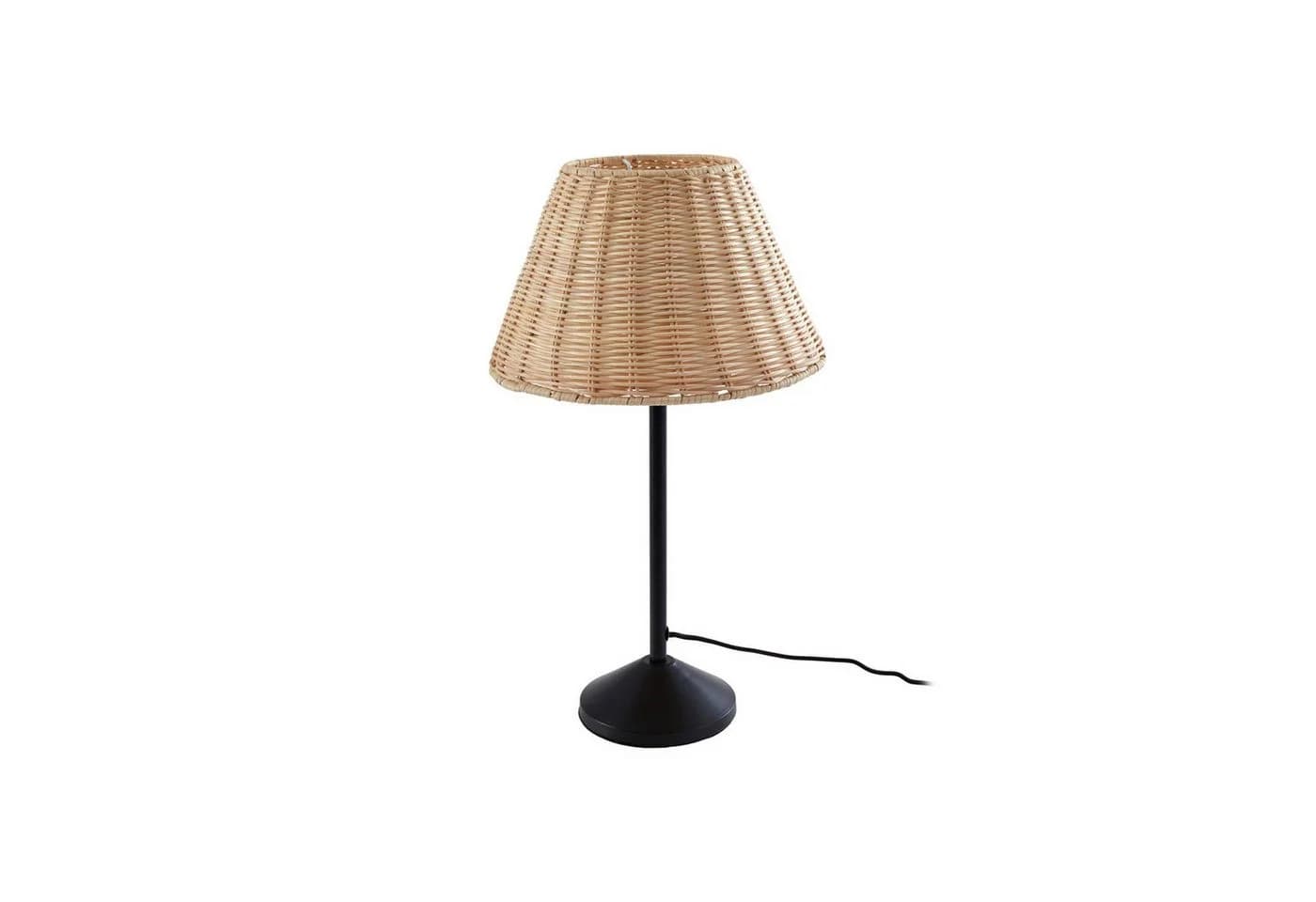 Lindby Tischleuchte Zyralia Holz Schwarz Rattan 30 cm - Bild 2