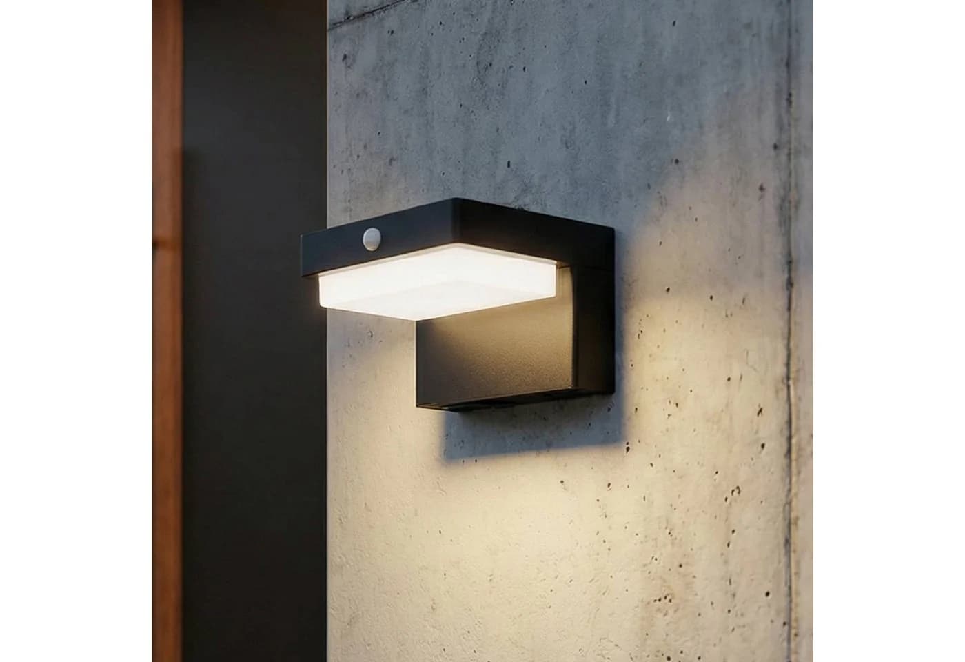 Lindby LED-Solarwandlampe Eleazar Schwarz Bewegungssensor
