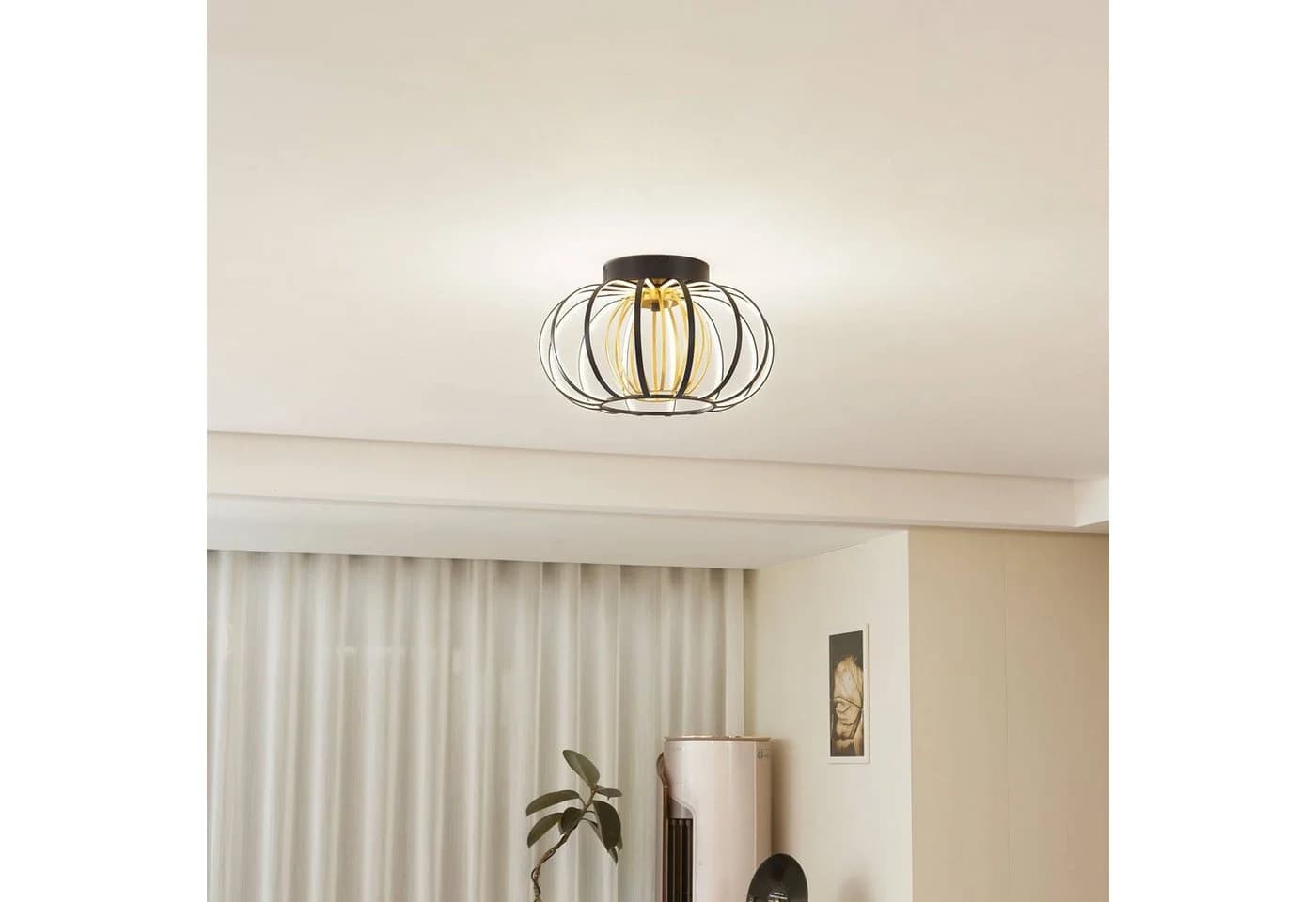 Lucande LED-Deckenleuchte Birger Ø 39cm Schwarz/Gold mit Dimmfunktion - Bild 3