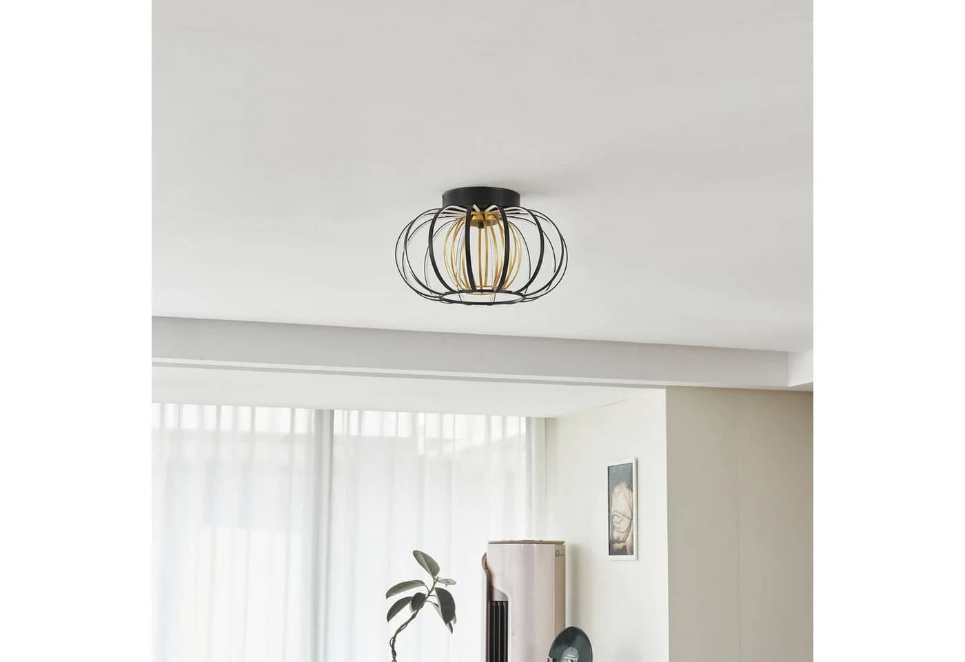 Lucande LED-Deckenleuchte Birger Ø 39cm Schwarz/Gold mit Dimmfunktion - Bild 4