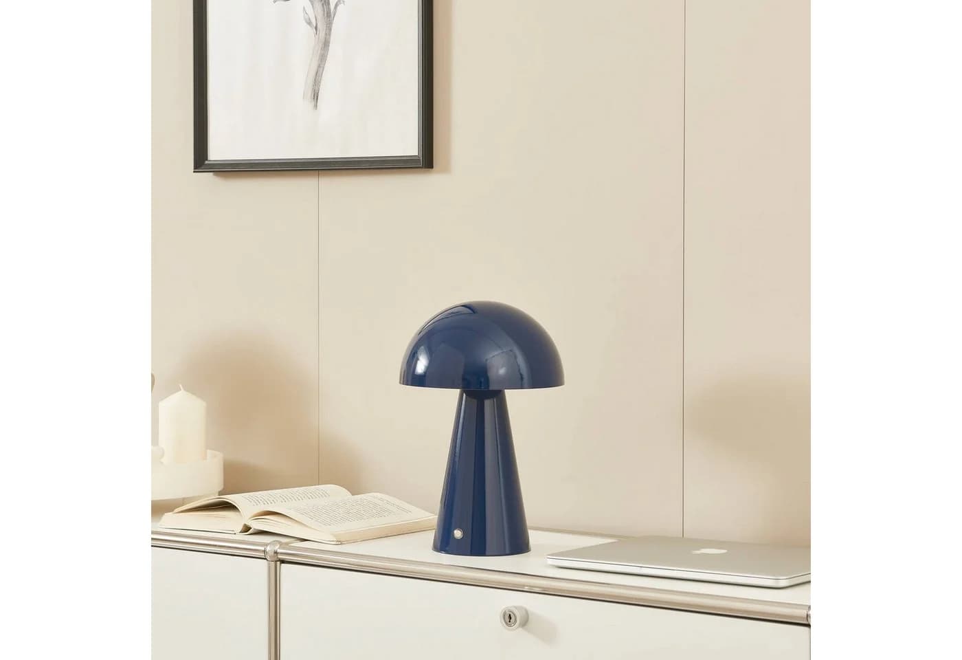 Lindby LED-Akkutischlampe Nevijo Blau USB Dimmer - Bild 4
