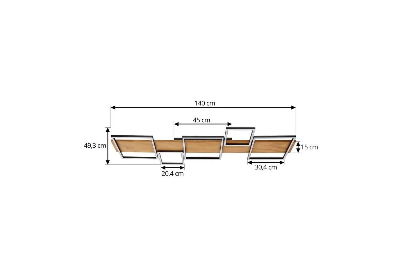 Lindby LED-Deckenlampe Galad Schwarz Holz 5-flg. 140 cm - Bild 5
