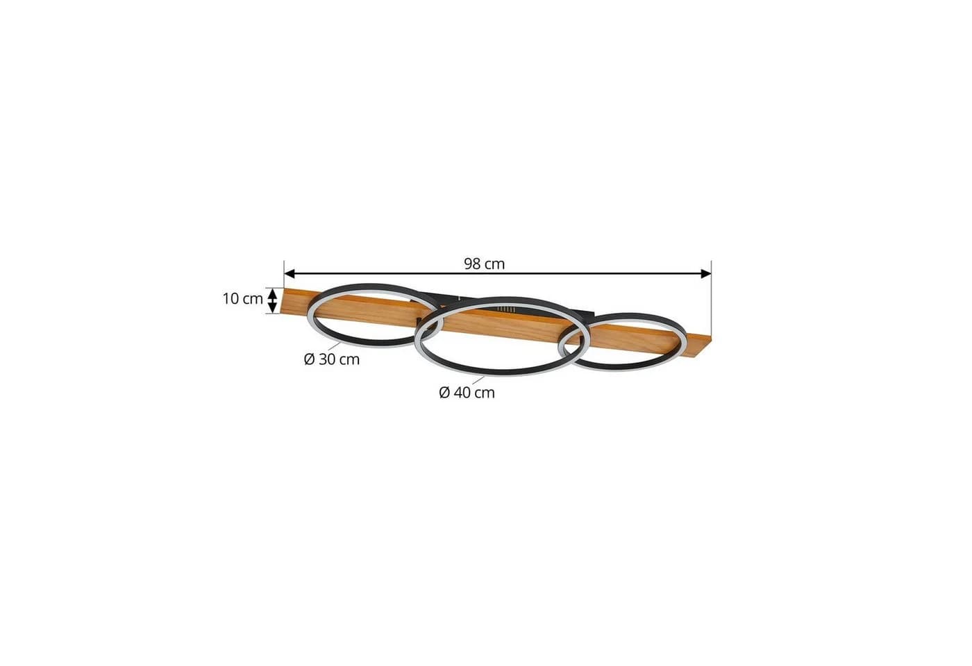 Lindby LED-Deckenlampe Galad Schwarz Holz 3-flg. - Bild 5
