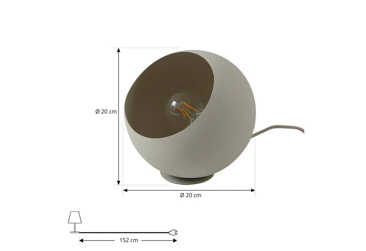 Lindby Tischleuchte Somolia Beige Eisen Ø 20 cm - Bild 5