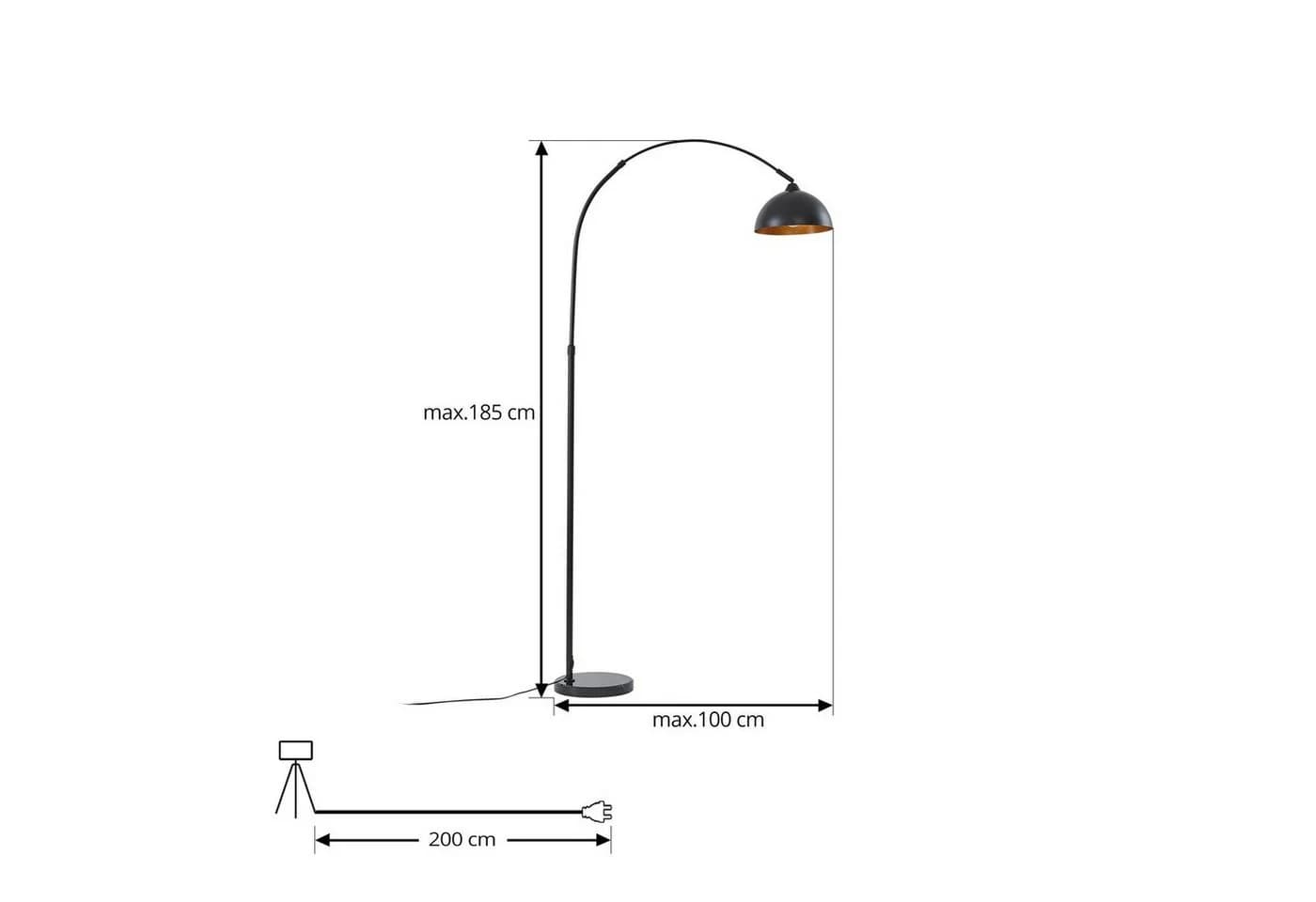 Lindby Stehleuchte Tonka Schwarz/Gold Metall Ø 25 cm - Bild 5