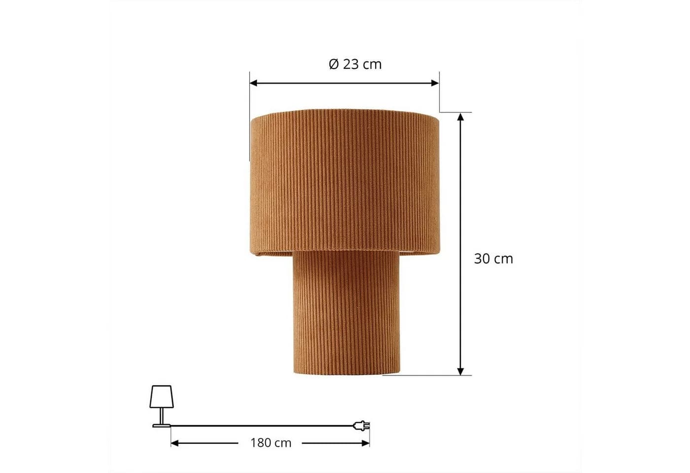 Lindby Tischleuchte Jone Hellbraun Textil 30 cm - Bild 5