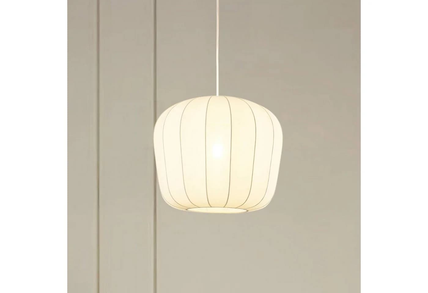 Lindby Hängeleuchte Helin Weiß Stoff Ø 35 cm