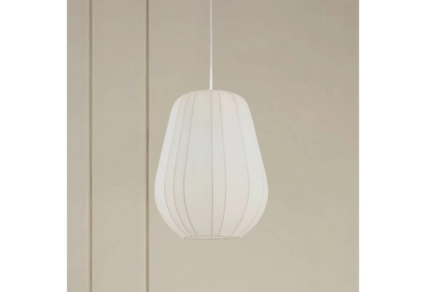 Lindby Hängeleuchte Helin, weiß, Ø 30 cm, Stoff