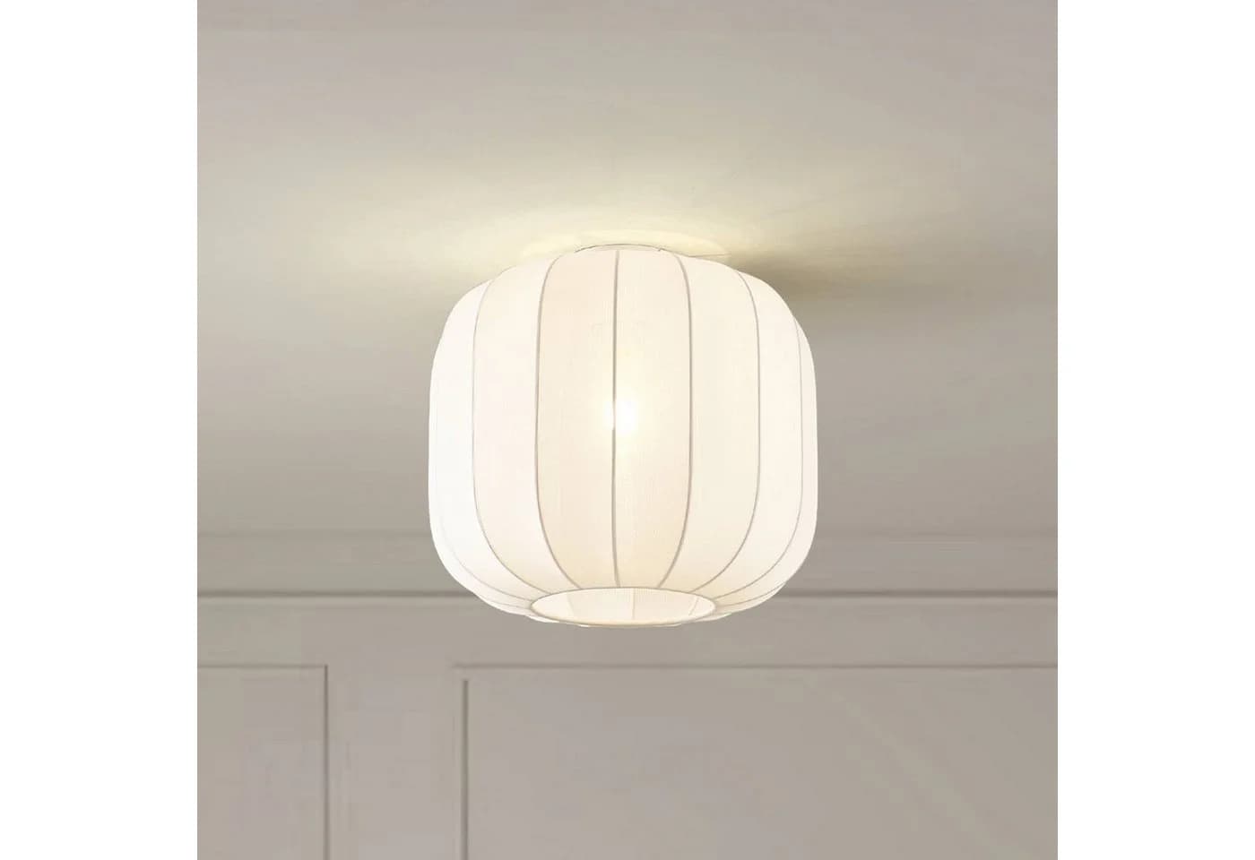 Lindby Deckenleuchte Helin Weiß Stoff Ø 37 cm