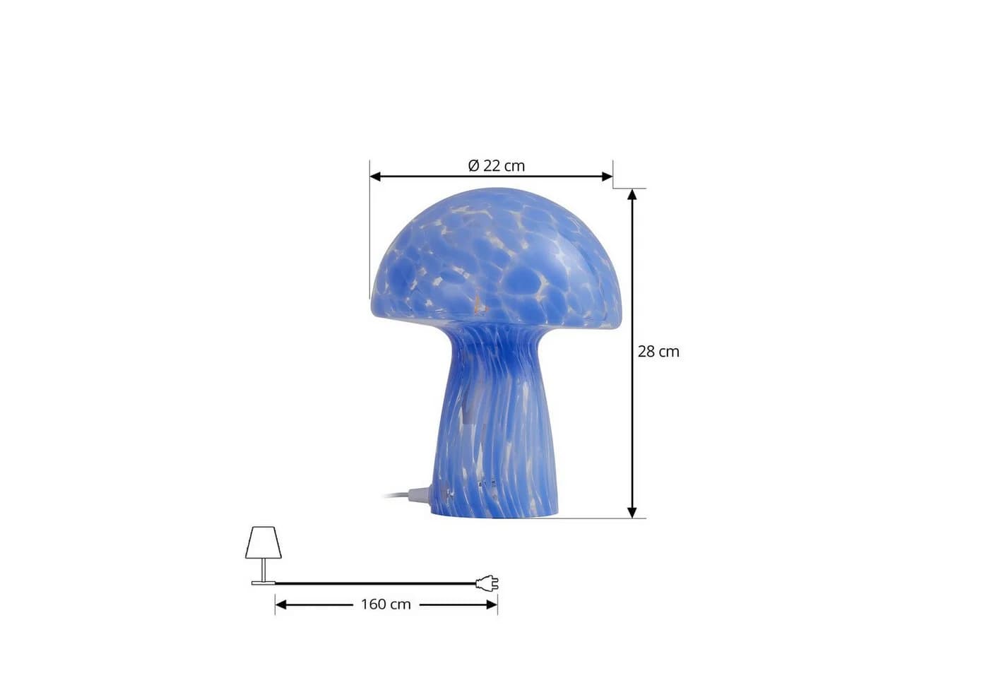 Lindby Tischleuchte Hubi Blau Glas 22 cm Pilzform - Bild 5