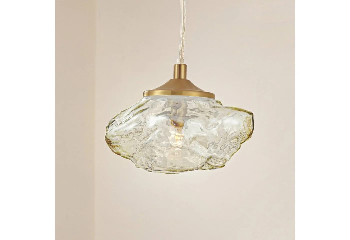 Lindby Hängeleuchte Piatra Amber/Messing Glas Ø 16 cm G9