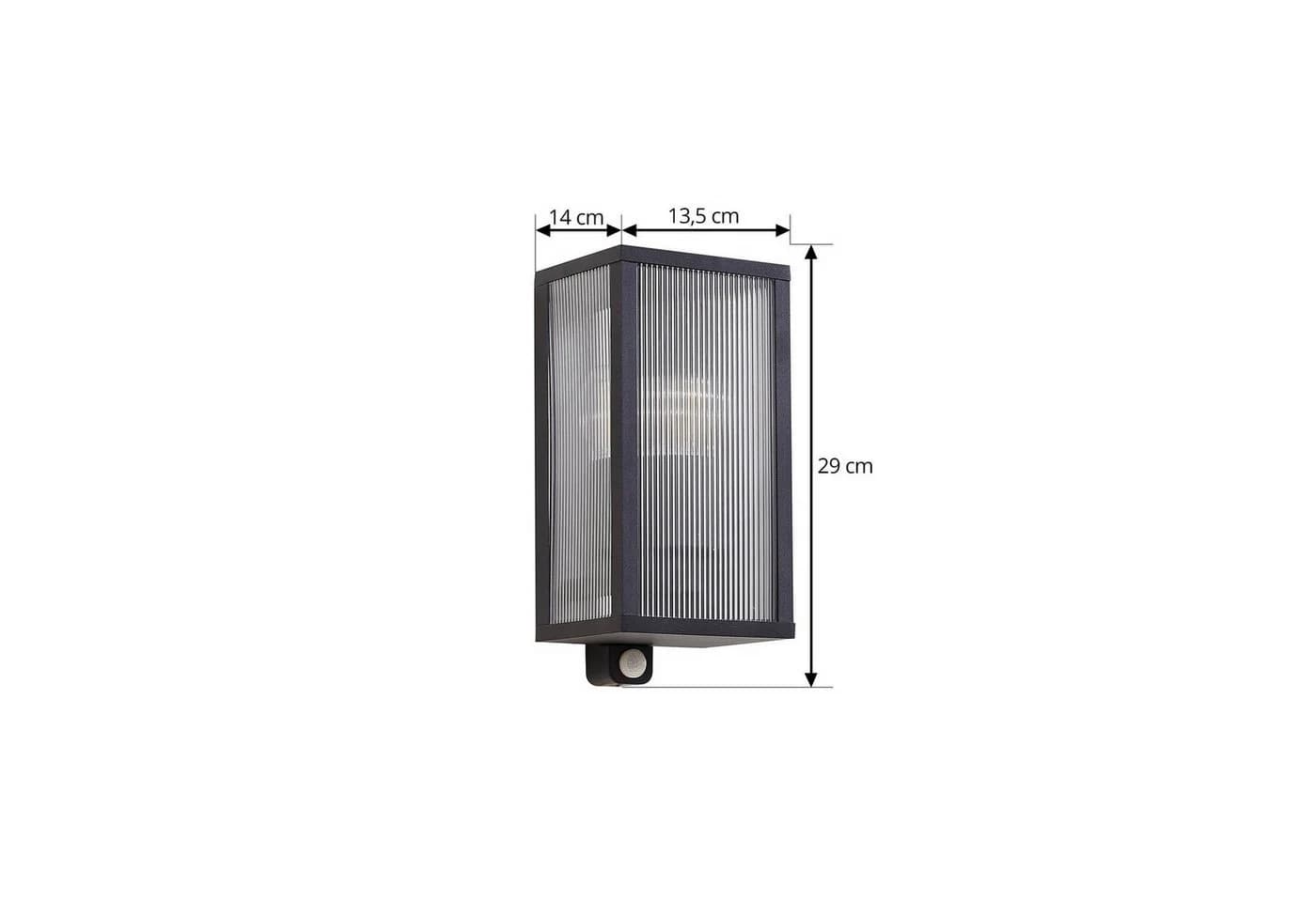 Lindby Außenwandlampe Peldar, Sensor, geriffelt, IP44, E27 - Bild 5