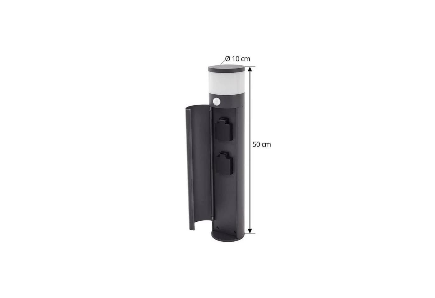 Lucande Sockellampe Corban Grau Bewegungssensor Steckdosen IP44 - Bild 5