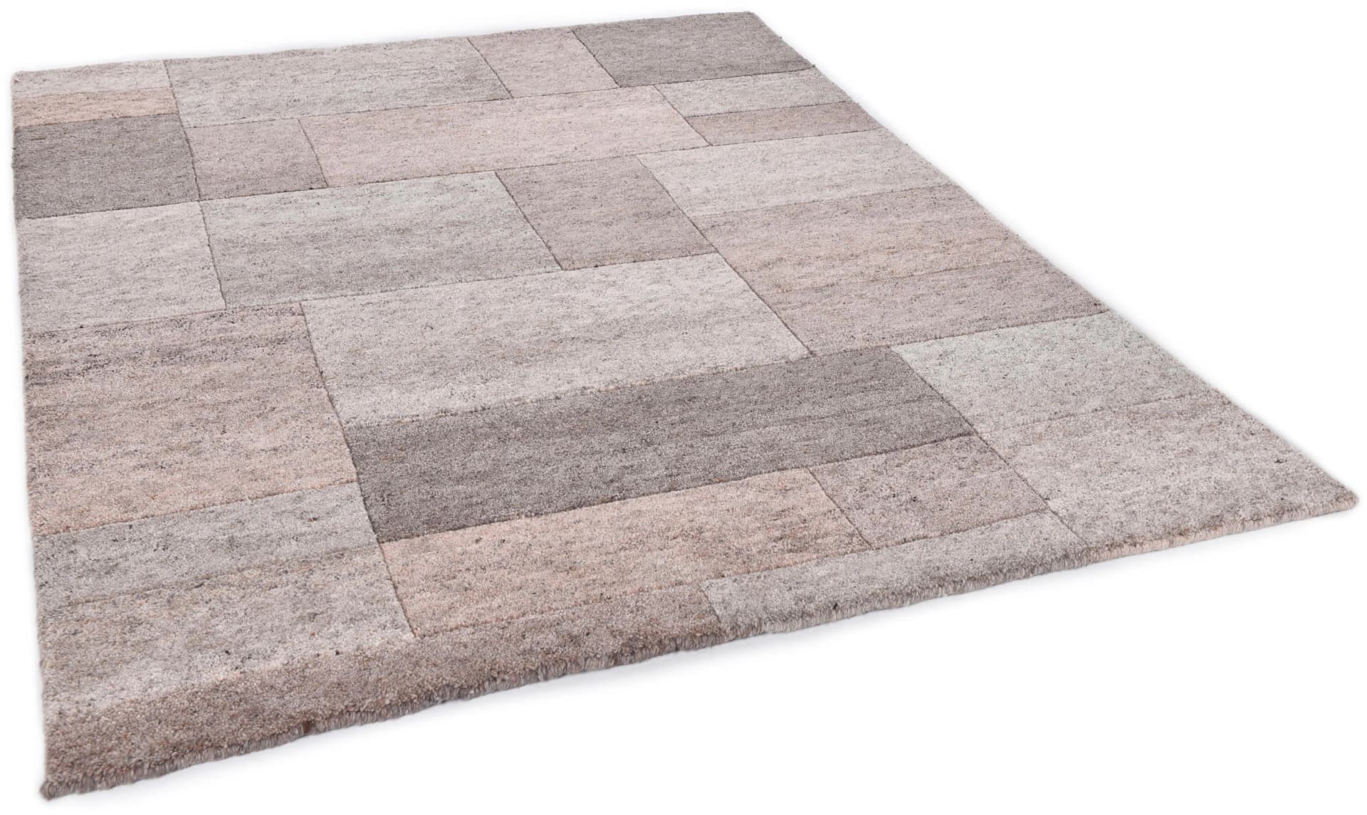 THEKO Wollteppich Dalas 7709 Rosa Handgeknüpft Patchwork