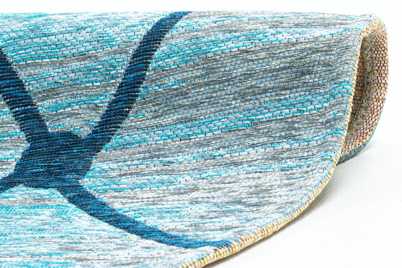 SANSIBAR Teppich Keitum 005 rund Turquoise Polyester Flachgewebe - Bild 5