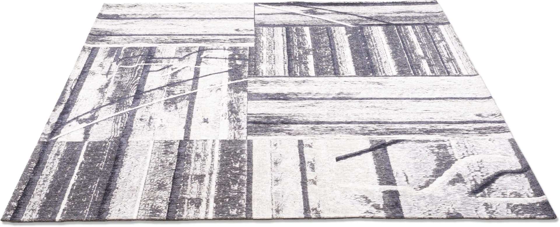 Sansibar Teppich Keitum 010 Grau Flachgewebe Holz Design