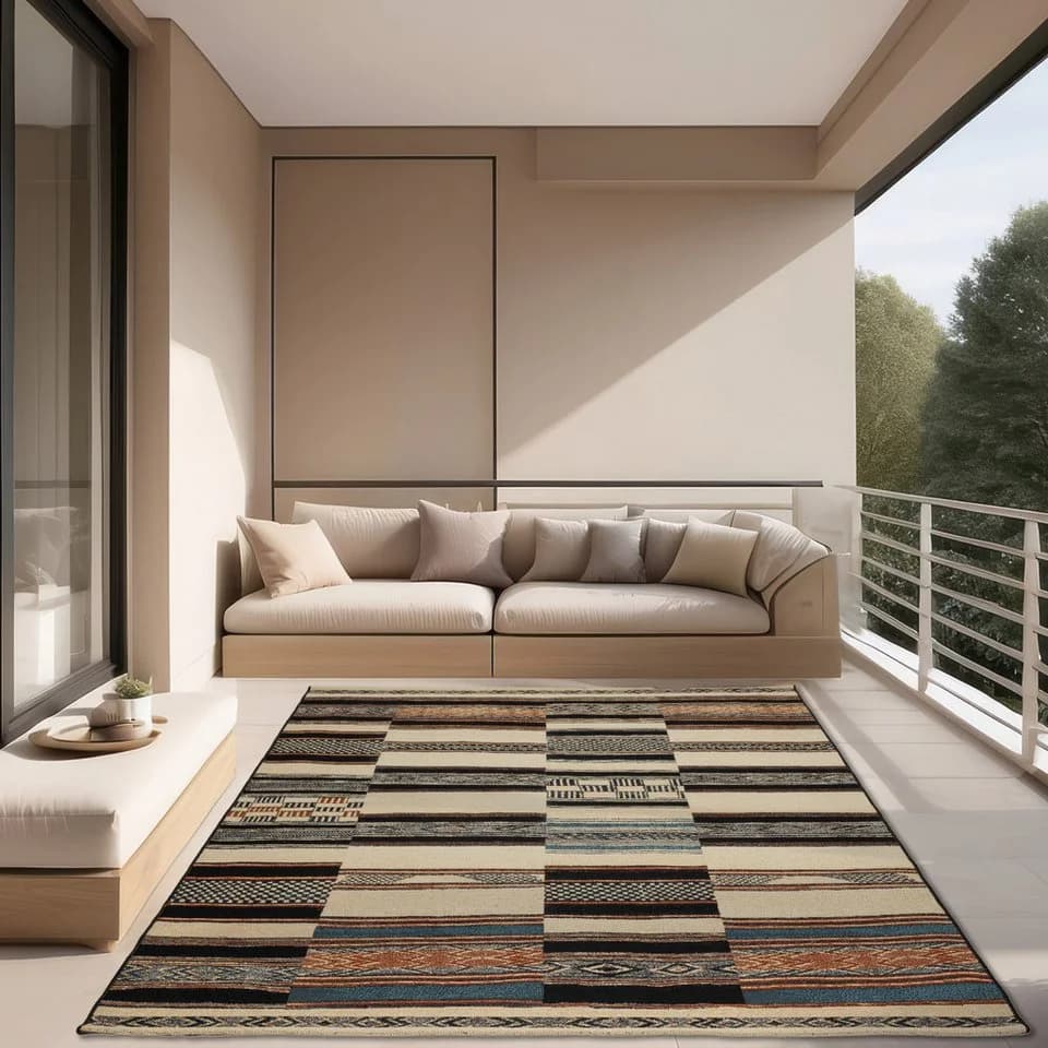 GINO FALCONE Outdoor-Africa 41 Teppich Beige Ethno-Look