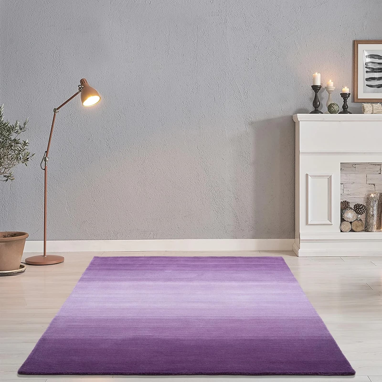 THEKO Wollteppich Wool Comfort Lila Handgewebt