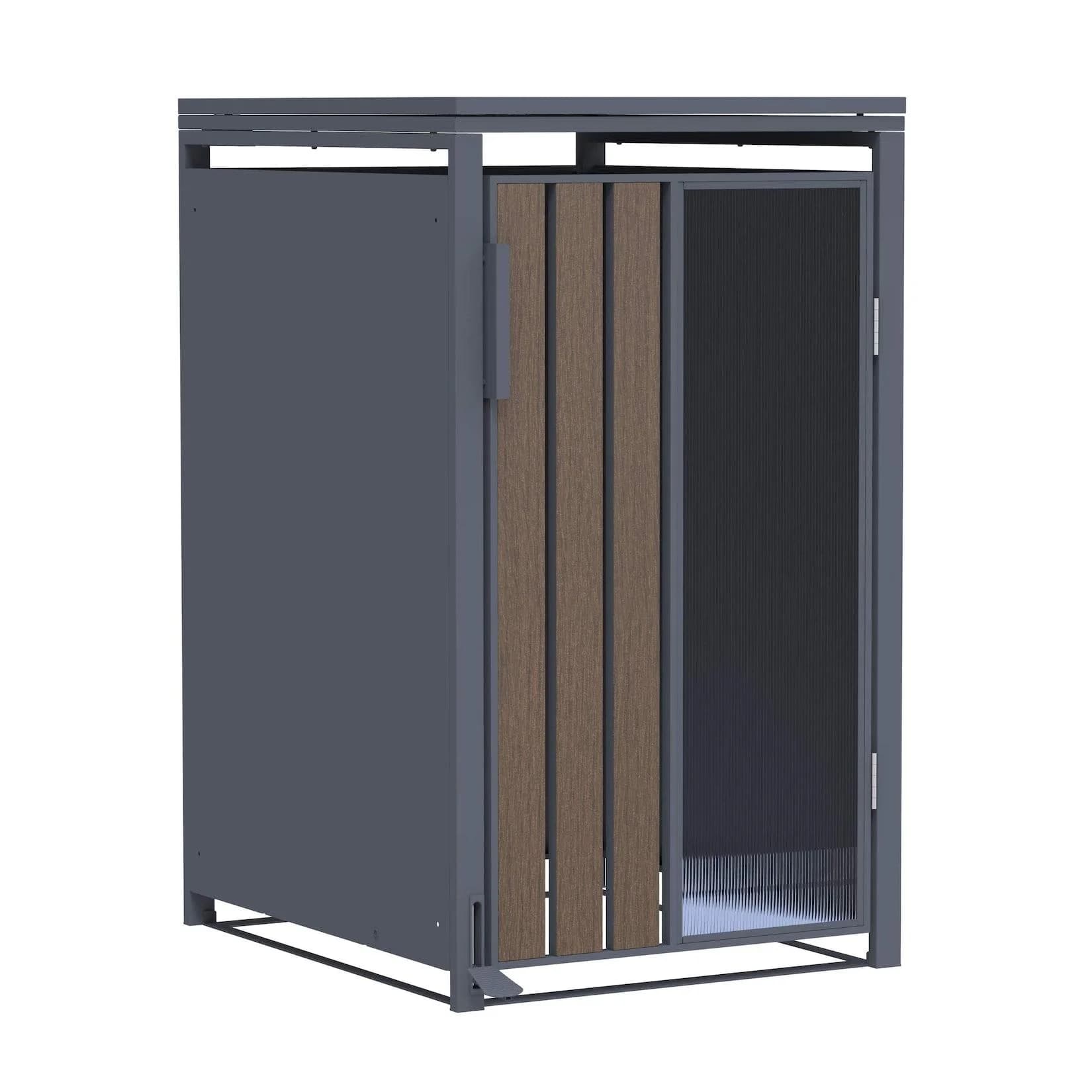 Mülltonnenbox Holzoptik mit Plexiglas und Pedal für 240L Tonne